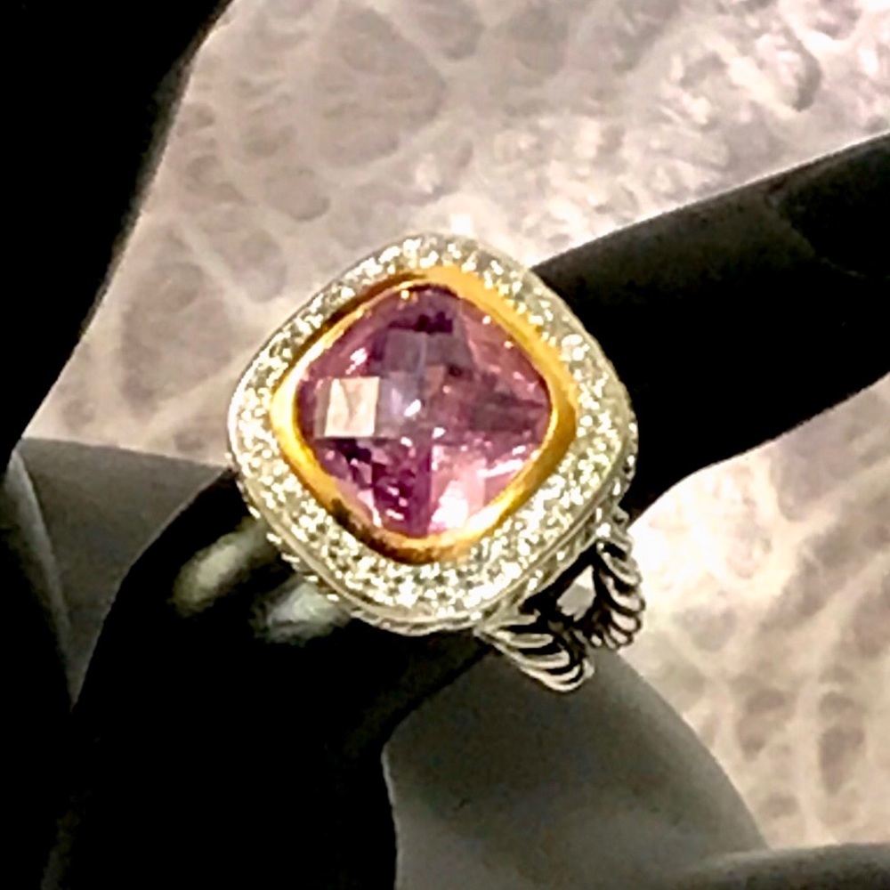 Silver and Gold Tone Amethyst Ring